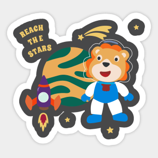 Space lion or astronaut in a space suit with cartoon style Sticker